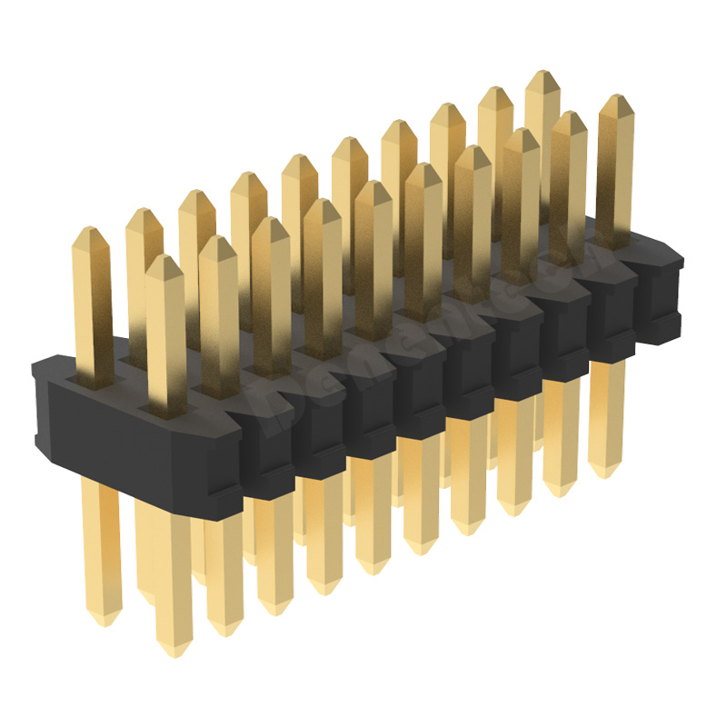 Denentech Factory direct sale 0.8mm gold plated dual row straight DIP pin header